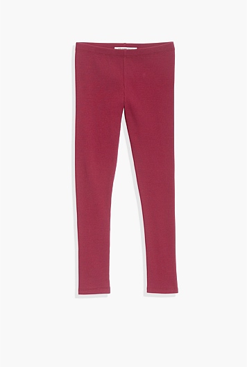 Organically Grown Cotton Blend Solid Rib Legging