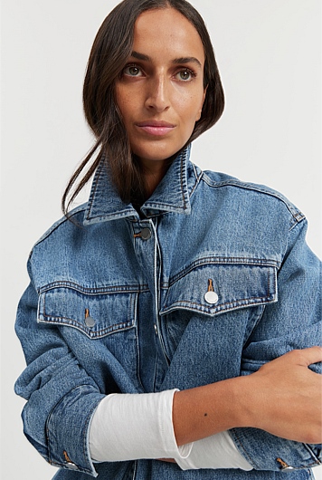Cotton Denim Shacket
