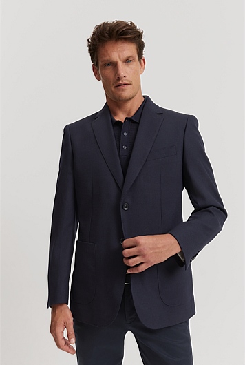 Regular Fit Textured Wool Stretch Blazer