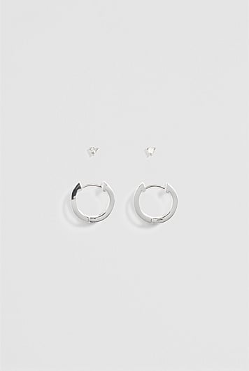 Double Hoop Stud Earring Pack of 2