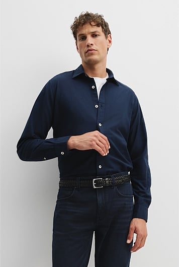 Regular Fit Australian Good Earth Cotton Brushed Twill Shirt