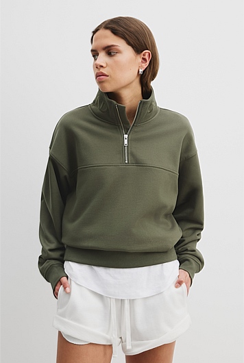 Australian Cotton Zip Collar Sweat