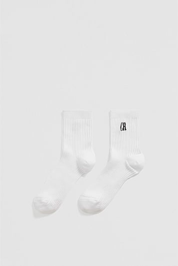 Organically Grown Cotton Blend Ribbed Quarter Crew Sock