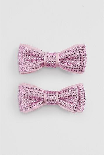 Crystal Bow Clips Pack of 2