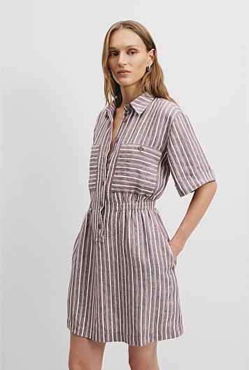 Organically Grown Linen Cinched Mini Dress