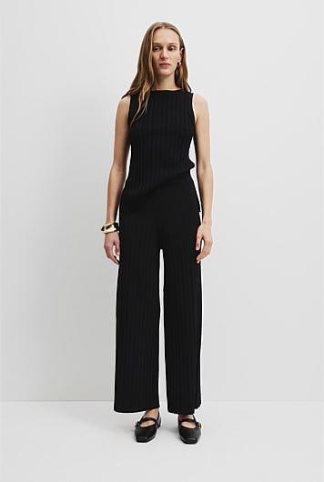 Plisse Rib Knit Pant