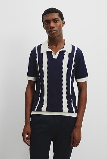 Cotton Silk Knit Trophy Polo