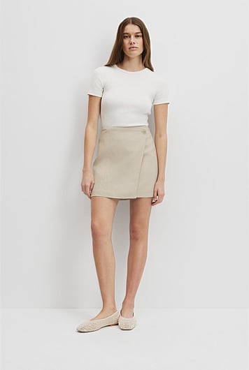 Organically Grown Linen Wrap Mini Skirt