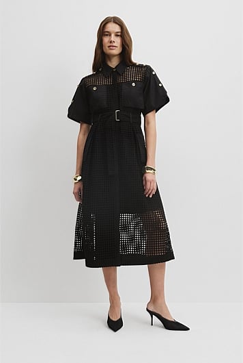 Utility Mesh Midi Dress