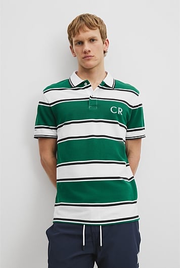 Australian Cotton CR Logo Stripe Pique Polo