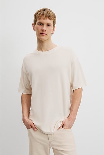 Relaxed Fit Cotton Blend Textured T-Shirt