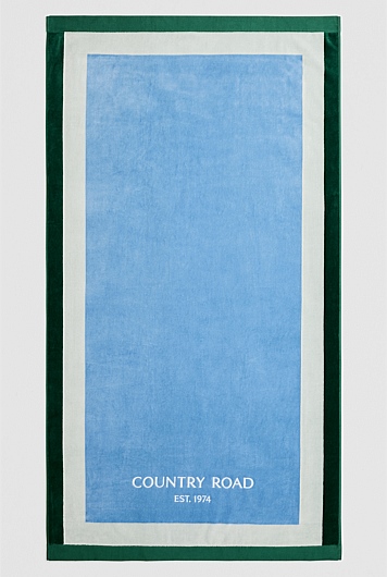 Verified Australian Cotton CR Est. 1974 Border Beach Towel