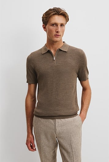 Verified Australian Merino Rib Zip Knit Polo