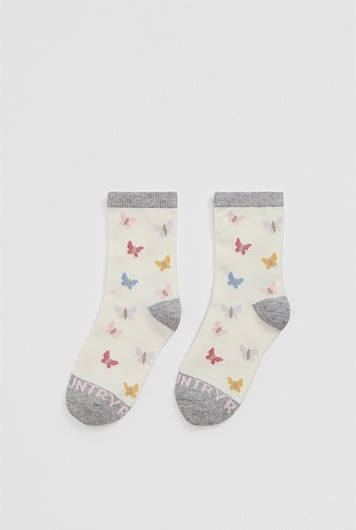 Organically Grown Cotton Blend Butterfly Sock