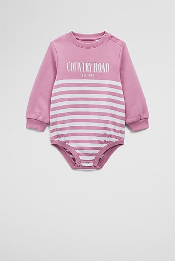 Organically Grown Cotton Logo Oversized Long Sleeve Bodysuit