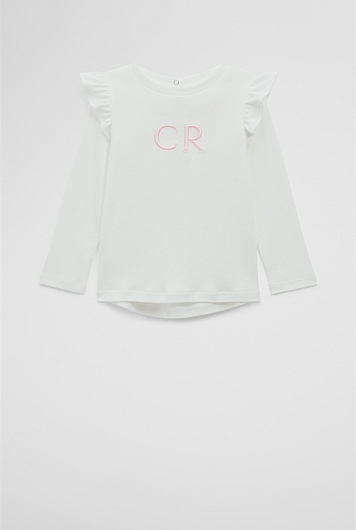 Australian Cotton Long Sleeve Logo Frill T-Shirt