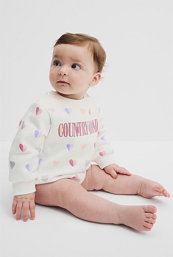 Organically Grown Cotton Logo Oversized Long Sleeve Bodysuit