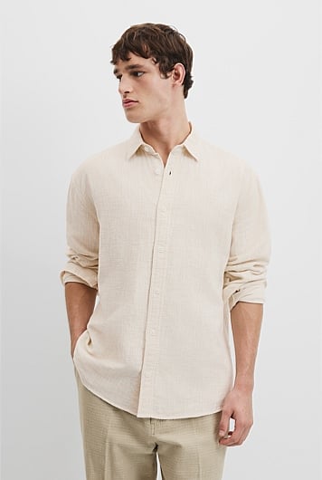 Long Sleeve Double Cloth Textured Shirt