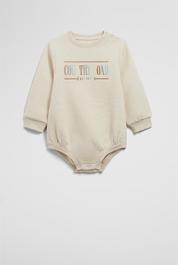 Organically Grown Cotton Logo Oversized Long Sleeve Bodysuit