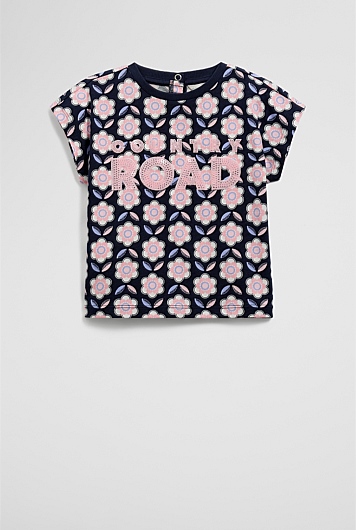 Cotton Sequin Logo T-Shirt