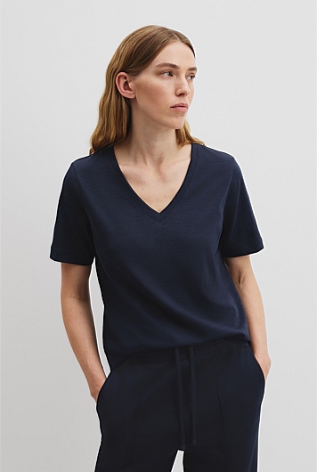 Australian Cotton Short Sleeve V-Neck T-Shirt