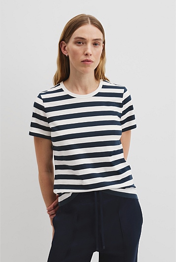 Australian Cotton Slub Stripe Short Sleeve T-Shirt
