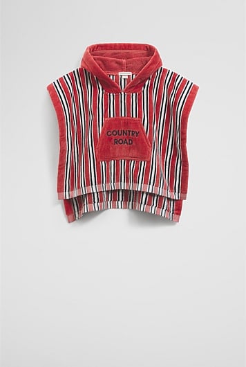Cotton Stripe Logo Poncho
