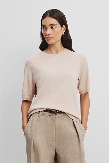 Organically Grown Cotton Blend Cashmere Blend T-Shirt