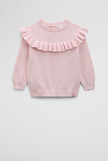 Frill Neck Knit Pullover