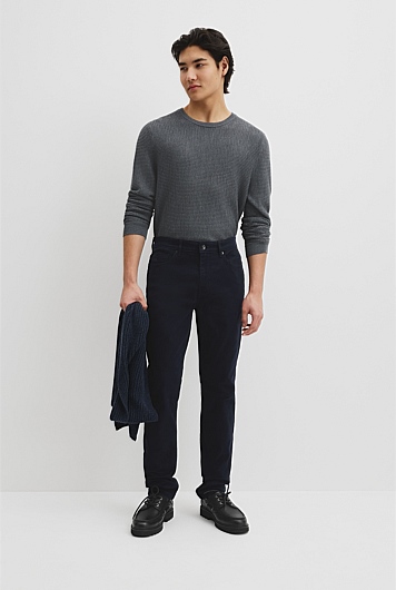Tapered Fit Brushed Five Pocket Pant