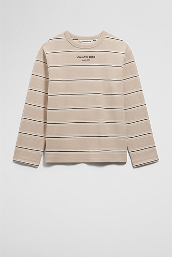 Organically Grown Cotton Stripe Long Sleeve Pique T-Shirt