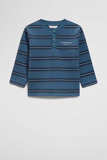 Organically Grown Cotton Stripe Long Sleeve Pique T-Shirt