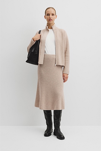 Australian Cotton Blend Knit Midi Skirt