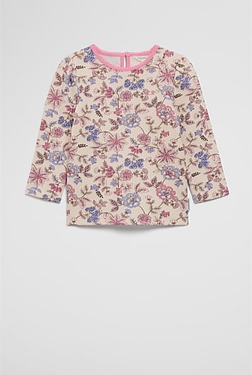 Organically Grown Cotton Blend Rib Puff Sleeve Top