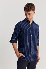 Regular Fit Organically Grown Linen Pinstripe Shirt