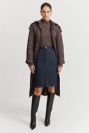 Split Front Denim Skirt