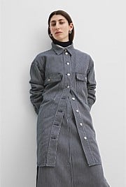 Pinstripe Denim Shacket