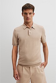 Cotton Silk Button Knit Polo