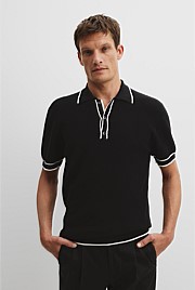 Australian Cotton Blend Tipped Knit Polo