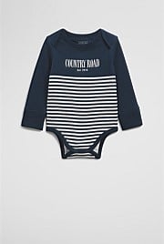 Organically Grown Cotton Stripe Long Sleeve Heritage Bodysuit