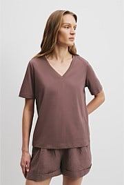 Australian Cotton Short Sleeve V-Neck Relaxed T-Shirt