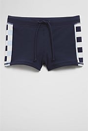 Recycled Nylon Blend Branded Swim Short