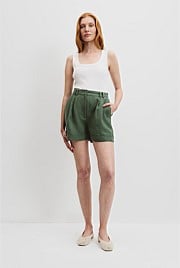 Organically Grown Linen Tuck Front Short