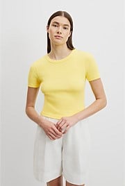 Australian Cotton Blend Crop Rib T-Shirt