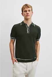 Australian Cotton Blend Tipped Knit Polo