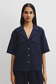 Organically Grown Linen Pocket Detail Shirt