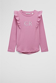 Australian Cotton Long Sleeve Logo Frill T-Shirt