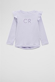 Australian Cotton Long Sleeve Logo Frill T-Shirt