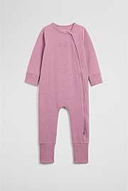 Organically Grown Cotton Blend Logo Zip Jumpsuit