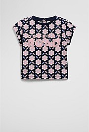 Cotton Sequin Logo T-Shirt